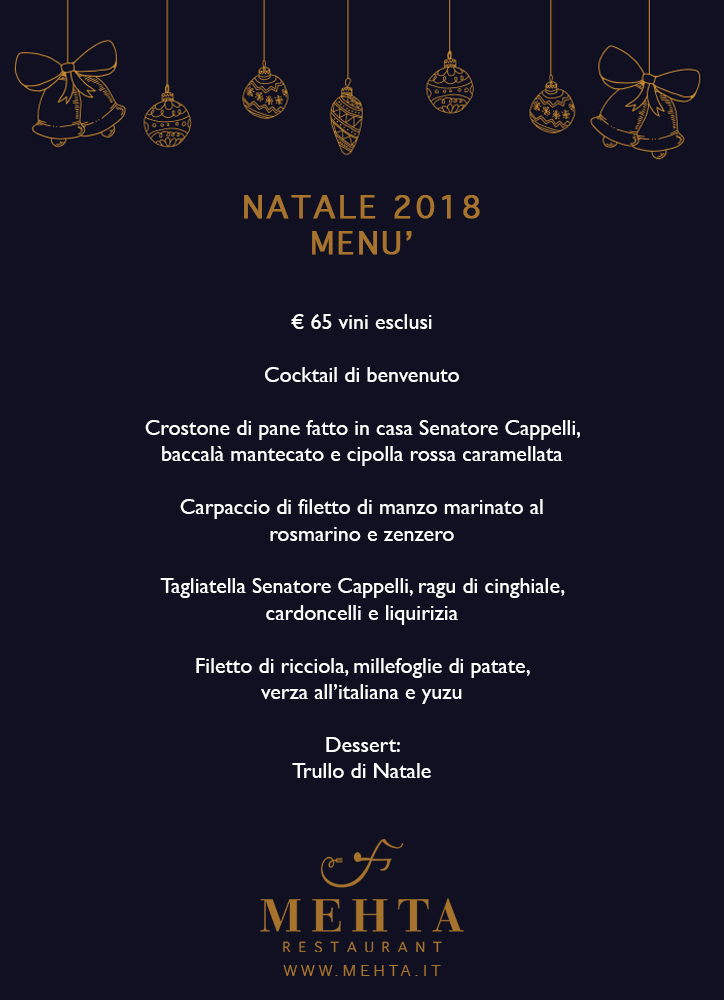 Menu di Natale Mehta Ristorante a Martina Franca