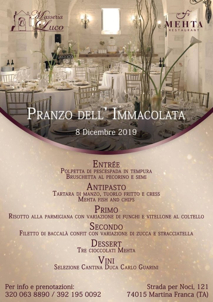 Menu immacolata 2019